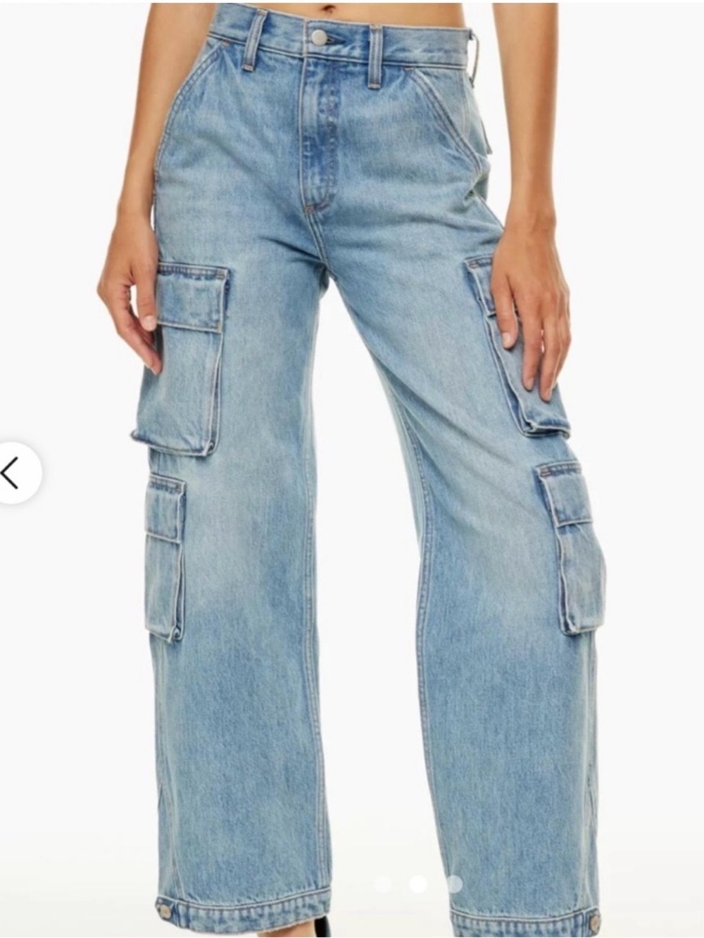 Denim Forum Light Blue Cargo Wide-Leg Jeans 90’s Millie Hi-Rise Cargo - Picture 1 of 8